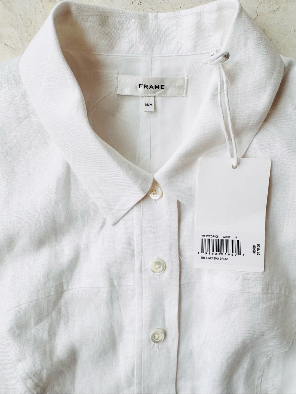 Frame The Linen Sleeveless White Button-Front Linen Shirt Dress Size M - Picture 7 of 11